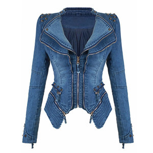 Chaqueta vaquera de alta calidad estilo motorista para mujer, chaqueta vaquera OEM de diseño personalizado para mujer, fabricada en el mejor material - Product Image 4