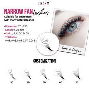CharmLash Private Label <b>Lash</b> Supplies <b>Premade</b> Mega Volume Fans Russian Volume <b>Lash</b> Trays No Bluish No Greenish Short Sharp Stem - Product Image 4