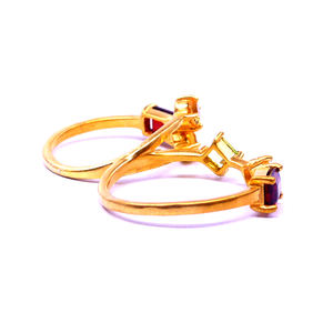 Anillo de dedo doble multicolor chapado en oro y plata de ley 925 - Product Image 3