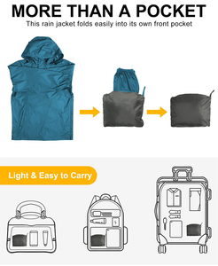 Men's Waterproof Canvas Stand Collar High Street Lightweight Packable Rain <b>Jacket</b> Outdoor <b>Hiking</b> Golf Running Zipper Closure - Product Image 4