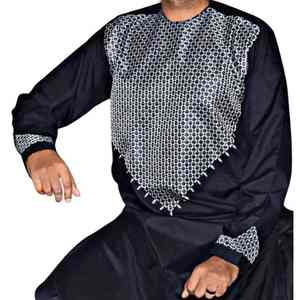 Ensemble de vêtements traditionnels afghans pour hommes, taille plus, shalwar kameez, ensemble de 2 pièces, broderie imprimée, vêtements islamiques respirants - Product Image 1