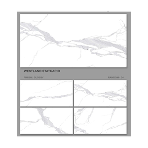 Gvt แผ่นกระเบื้องปูพื้นเคลือบเงาขนาด600x1200มม. (60x120ซม.) แผ่นหินอ่อนเนื้อซาตินสีขาว8.5มม. และ9มม. - Product Image 1