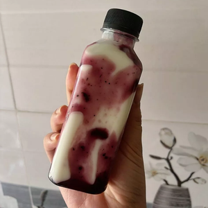 Botellas cuadradas de plástico PET personalizadas de 250ml PET grueso con tapas para té de la leche jugo agua soda embalaje logotipo personalizado Color - Product Image 2