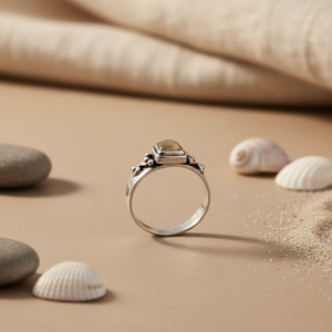 Anillo de Plata de Ley 925 con Turquesa Geométrica y Circonita para Mujer - Chapado en Rodio e Incrustaciones de Platino - Product Image 2