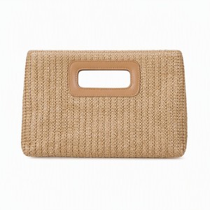 Sac de plage en paille naturelle tressée pour femme, sac à main d'été avec poignée en cuir, bandoulière amovible - Product Image 1