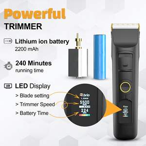 Kit para Recortar Barba Negra con Cuchilla Ajustable de Acero Inoxidable, Protectores de Longitud, Batería de 2500mAh e Interfaz Francesa para el Cuidado del Cabello - Product Image 4