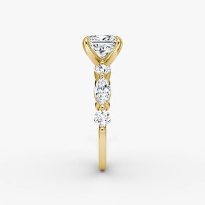 Anillo de compromiso de princesa y marquesa con diamantes de moissanita de 1,5 quilates de plata 925 con diamantes de forma mixta - Product Image 1