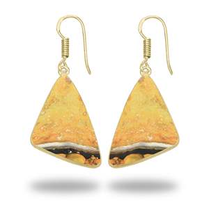 Pendientes con Forma de Gema Curativa Natural, Jaspe Abejorro, Chapado en Oro de 18K, Joyería Hecha a Mano para Mujer, Regalo para Fiesta - Product Image 6