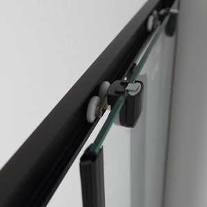 Cabine de douche 80x100 H 190 avec profil noir mat et verre transparent pour rideaux de douche - Product Image 3