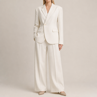 Ensemble tailleur élégant 2 pièces pour femme : Blazer à revers cranté et pantalon taille haute à jambes larges – Tenue de bureau – Fabricant sur mesure