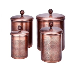 Metal Hammered Kitchen <b>Sugar</b> Jar Canister Set Storage Boxes With Lid Bulk Quantity High Selling Contemporary <b>Coffee</b> <b>Tea</b> - Product Image 2