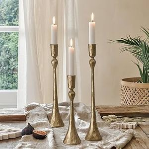 Brass <b>Candle</b> Holder - Set of 3 Decorative <b>Candle</b> <b>Stand</b> Candlestick Holder for Wedding, Dinning Party - Product Image 3