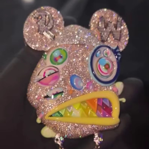 Colgante de cara de oso multicolor 3D Iced Out para colgante de diamante de corte redondo cultivado en laboratorio con colgantes y dijes de joyería fina de plata 925 - Product Image 6