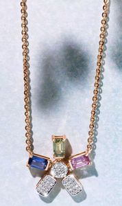 Elegante Collar de Cadena Cubana con Colgante de Diamante Azul Agua Cultivado en Laboratorio, Chapado en Oro Rosa de 16 Quilates, Estilo Hip Hop, Regalo para Mujer - Product Image 2