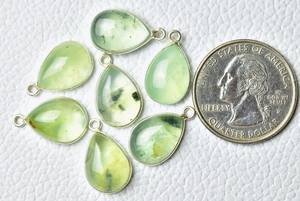 925 plata esterlina 9x12mm Natural verde Prehnita cabujón bisel ajuste solo bucle enlace encanto conectores hacer joyería - Product Image 4