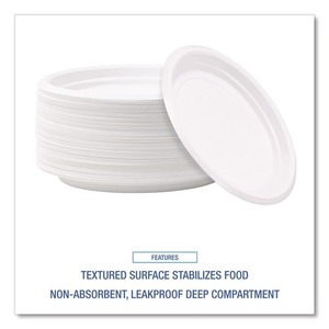 Assiettes jetables en plastique blanc haute résistance Boardwalk de 6 pouces pour fêtes - 1000/carton - Product Image 6