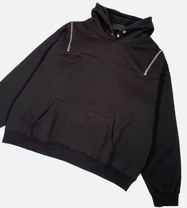 Vente en gros 2024 sweat à capuche d'hiver 100% coton pour hommes conception personnalisée motif solide fermeture éclair bouton sur capuche poche couleur unie Service OEM - Product Image 1