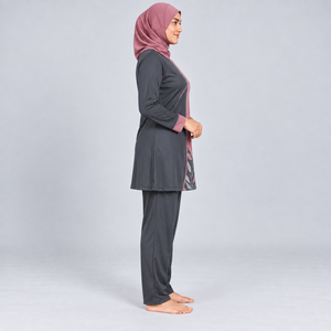 Muslim Women 3-Piece Islamic Burkinis Modest Set <b>Plus</b> <b>Size</b> Quick Dry Breathable Solid High Modest 3 Piece <b>Burkini</b> Set - Product Image 2