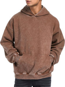Sweat à capuche en molleton vintage délavé à l'acide, coupe classique, poids lourd pour l'hiver, streetwear pour homme, style confortable et audacieux, broderie numérique - Product Image 4