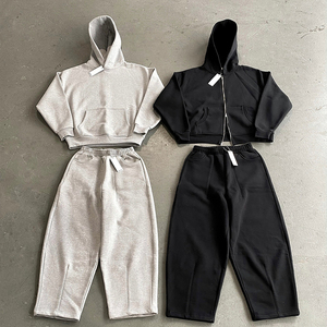 Pantalon de survêtement ample personnalisé avec logo, poids lourd, taille élastique, confortable, jambes larges, coton, pantalon décontracté pour homme - Product Image 5