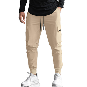 Custom Men's Canvas Cargo Pants Polyester/Cotton Blend <b>Elastic</b> <b>Waist</b> Heavyweight Casual Style Quick Dry Breathable - Product Image 1