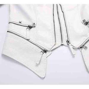 เสื้อแจ็คเก็ตหนังมอเตอร์ไซค์แบบสั้นติดหมุดสำหรับผู้หญิงไซส์ใหญ่ แขนยาว สไตล์พังก์ร็อก - Product Image 4