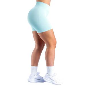 Shorts Deportivos Personalizados para Mujer, Color Azul Marino, Transpirables, Sin Costuras, para Gimnasio, Entrenamiento, Yoga, Cierre Elástico, OEM, ODM - Product Image 4