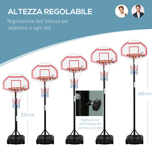HOMCOM-Aro de baloncesto ajustable en altura con base rellenable y 2 ruedas, en acero, y HDPE PE, 70x45x2 cm - Product Image 4