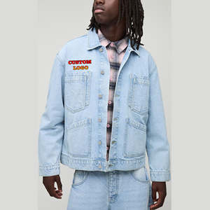 Chaqueta Vaquera de Mezclilla para Hombre, Estilo Hip Hop, Talla Grande, OEM/ODM, Ajuste Holgado, Manga Larga, Ropa Urbana, Bolsillos Delanteros, Cuello Alto - Product Image 1