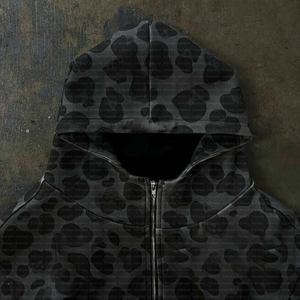 เสื้อฮู้ดผู้ชายคุณภาพสูงสำหรับฤดูหนาว ลวดลายย้อมสีพื้น ผ้าฟลีซซิปหน้า ล้างสีแบบ Acid Wash ผ้าฝ้าย 100%  รับสกรีนโลโก้ - Product Image 3