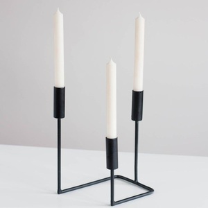 Luxury black metal leaf candle holder set modern <b>tall</b> taper candle stand elegant artistic home decor for wedding dining <b>table</b> - Product Image 4