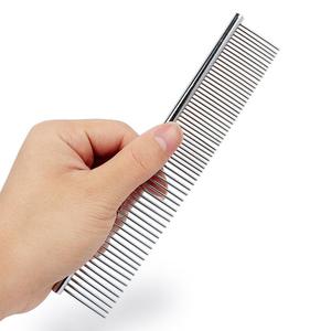 OEM High Quality Stainless Steel Rounded Teeth Non-Slip Grip Simple Dual Density Grooming <b>Comb</b> for Long/Short Haired Dogs - Product Image 2