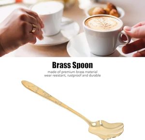 Cuillère en laiton Star Design pour café thé cuillère à remuer longue poignée crème glacée en acier inoxydable 4 pièces cuillères en laiton à vendre par HF CRAFTS - Product Image 3