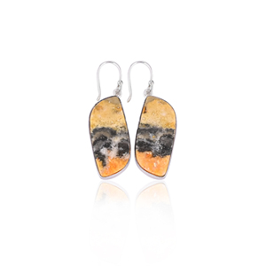 Bumble <b>Bee</b> Jasper Oval Gemstone Brass Silver Plated Earring Birthday <b>Gift</b> Handmade Earrings Fashion Earrings <b>Gift</b> For Her - Product Image 1