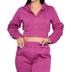 Ropa de mujer Ropa de invierno Crop Top Track Suits Set Nuevo diseño Oem Service Crop Top Track Suits Set - Product Image 4