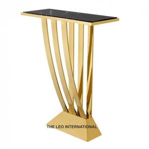 Iron Metal <b>Marble</b> <b>Top</b> Green Color Leaf Shape Design High Quality Furniture Modern Luxury <b>Console</b> <b>Table</b> - Product Image 4