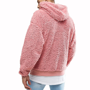 Wholesale Men's <b>Sherpa</b> Pullover Hoodie Winter Breathable Solid Color 100% Cotton Warm Customized Logo Pocket Fleece Hoodies - Product Image 2