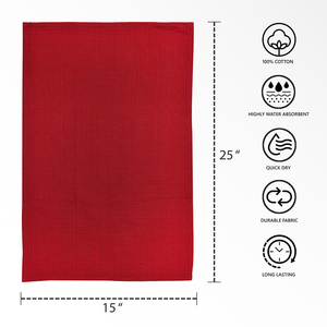 HOME TEXTILE PRODUCTS de 4pcs 15 "X25" rouge solide teint gaufré torchons 100% coton 180-200 GSM fabriqué en Inde par l'exportateur - Product Image 6