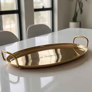 Plateau de cuisson en métal en acier inoxydable Utilisation polyvalente Servir des aliments Maquillage Articles de toilette Organisateurs de rangement de cuisine Plateaux avec poignées - Product Image 6