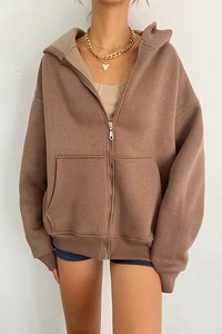 Sweats à capuche imprimés essentiels pour femmes 2026 – Tissu molletonné 100 % coton respirant 360g – Qualité supérieure – Manches longues – Personnalisation OEM - Product Image 2