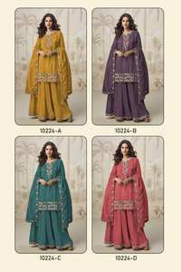 Kurti Plazzo en soie Simar romain lourd élégant avec un style moderne Dupatta pour une tenue de fête - Product Image 6