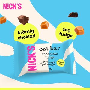 NICKS <b>Oat</b> Bar Chocolate Fudge, Traditional Flapjack Snack with Chocolate, Fiber-rich <b>Oat</b> Bar without Added Sugar (12x35g) - Product Image 3