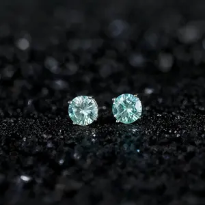 ต่างหูแบบติดหูสำหรับผู้หญิง ประดับด้วยโมอิสซาไนต์สีน้ำเงินอมเขียว 1 กะรัต ยี่ห้อ Tishya Diamond เงินแท้ 925 ชุบทองคำ ชุบทองคำชมพู น้ำหนัก 2 กรัม เหมาะสำหรับงานปาร์ตี้ งานแต่งงาน และเป็นของขวัญ - Product Image 2