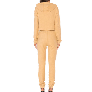 Survêtement 2 pièces pour femmes avec logo personnalisé survêtement coupe-vent pull léger survêtement court à capuche survêtement - Product Image 3