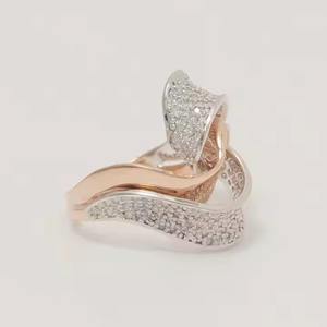 Romántico 14K rosa y plata oro Baguette laboratorio cultivado diamante cóctel y aniversario/anillo de compromiso regalo - Product Image 4