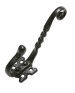 Omg Industries Black Antique Iron Twist Design Wall <b>Coat</b> and Hat <b>Hook</b> Made of Durable Metal - Product Image 2