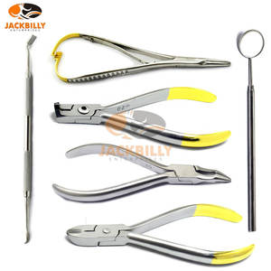 Kit dentaire orthodontique 6pcs Set TC Mathieu Plier, coupe-fil dur, coupe-bout distal, ligature, miroir avec poignée, pince de formage - Product Image 1