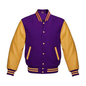 Varsity Bomber Letterman Genuine Leather Sleeves Wool Body Baseball <b>Jacket</b> - Product Image 2