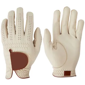 Gants de golf en cuir véritable sur mesure OEM Gants de golf en cuir avec marque privée de gros doigt complet