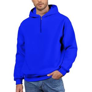 Sweats à capuche zippés pour hommes Sweat à capuche zippé de couleur unie Sweat à manches longues avec épaules tombantes Pull décontracté - Product Image 5